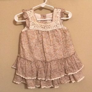 Pastel Floral Dress with Tiny Crocheted Accents